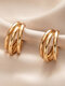 Trendy Simple Golden Multi-layer Geometric C-shaped Alloy Hoop Earrings - Gold