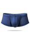 Mens Sexy Ice Silk Mesh Breathable Underwear 3D Pouch Skinny Crotch Suture Shaper Hips Boxer Briefs - Dark Blue