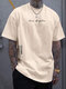 Camisetas informales de manga corta con estampado de letras y guiones para hombre Cuello - Albaricoque