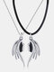 Devil And Angel Wings Couple Necklaces For Women Men 1 Pair Magnetic Pendant Alloy PU Rope Necklace Fashion Jewelry - A pair of demons