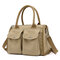 KVKY Front Pockets Tote Handbags Simple Canvas Shoulder Bags Summer Shopping Bags - Khaki