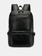 Men Faux Leather Vintage Multifunction Large Capacity Backpack Laptop Bag - Black