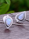 Vintage Bird-Shaped Inlaid Moonstone Alloy Earrings - White