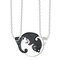 Trendy Geometric Animal Stainless Steel Necklace Cute Sweet Cat Pendant Puzzle Couple Necklace - Black+White