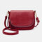 Women Flap Soft Leather Expandable Crossbody Bag - Red