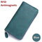Women Men RFID Antimagnetic 36 Card Slots Dull Polish Genuine Leather 6inch Phone Bag Long Wallet - Blue