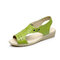 SOCOFY Leather Peep Toe Slip On Soft Sole Sandals - Green