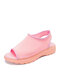 Women Breathable Knitted Fabric Peep Toe Comfy Slip On Sports Casual Sandals - Pink