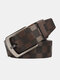 Men Cow Leather Solid Ginning Lattice Alloy D-shaped Pin Buckle Vintage Casual Business Belt - Coffee