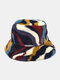 Unisex Plush Color-match Irregular Stripes Tie-dye Thicken Warmth Bucket Hat - #01