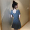 Women's Simple Temperament Elegant Short-sleeved Dress - Gray