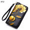 Brenice RFID Bauhinia Flower Clutches Bags 8 Zipper Card Holder Coin Purse - Gold