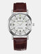 8 Cores Metal Couro Masculino Vintage Watch Ponteiro Decorativo Luminoso Quartzo Watch - Estojo prateado branco mostrador