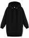 Sports Drawstring Hooded Long Sleeve Solid Women Pullover Casual Hoodies - Black
