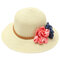 Women Trilby Beach Sun Hat Flower Elegant Straw Floppy Travel Cap - Beige