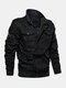 Mens 100% Cotton Badge Zip Front Outdoor Cargo Jackets With Multi Pocket - Black