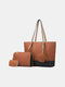 Women 4PCS PU Coin Purse Multi-pocket Large Capacity Laptop Bag Briefcase Business Handbag Crossbody Bag Tote - Brown