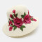 Ethnic Style Retro Straw Hat Embroidery Printed Breathable Cap - White 1#