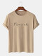Mens 100% Cotton Letter Graphics Short Casual Sleeve T-Shirt - Khaki