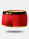 Men Cotton Striped Belt Boxer Briefs Soft Contour Pouch Underwear - Red