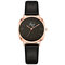 Simple Trendy Women Wristwatch Rose Gold Alloy Case Leather Band Quartz Watches - Black