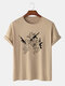 Mens 100% Cotton Angel Graphics Crew Neck Short Sleeve T-Shirt - Khaki