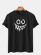 Mens Funny Grimace Print Breathable Casual Loose Short Sleeve T-Shirt - Black