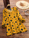 Casual Polka Dot Print Lapel Long Sleeve Plus Size Shirt - Yellow