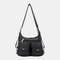 Women Waterproof Multi-Carry Multi-pocket Solid Crossbody Bag Backpack - Black