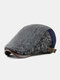 Men Knitted Patchwork Color-match Casual Warmth Beret Flat Cap - Dark Gray