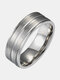 Модное простое однотонное кольцо геометрической формы из матовой нержавеющей стали - Серебряный