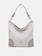 Women Vintage Faux Leather Solid Color Large Capacity Waterproof Handbag Shoulder Bag Tote - #14
