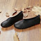 Mocassins Vintage Casual Couleur Pure Chaussures Plates à Enfiler Pointure Large - Noir