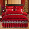4Pcs/set Velvet Bedding Set Roman Holiday Style Twin Full Queen King Duvet Cover Bed Skirt - Bright red