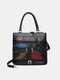 Vintage Genuine Leather Multi-layer ZIP Color Block Design Crossbody Bag Handbag - Red
