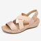 Large Size Women Casual Comfy Soft Cross Band Buckle Flat Sandals - Pink