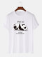 Mens 100% Cotton Slogan & Geometric Panda Pattern Short Sleeve T-Shirt - White
