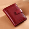 RFID Cowhide Wallet 15 Card Holder Coin Purse - Red