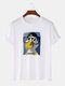 Camisetas de algodón de manga corta para hombre Cartoon Duck Graphic Crew Cuello - Blanco