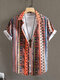 Kurzarmhemden für Herren mit ethnischem geometrischem Muster - Orange