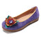 LOSTISY Women Suede Flower Slip On Comfort Casual Flat Shoes - Purple