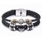 Vintage 12 Constellation Bracelet Woven Leather Bracelet Multilayer Stainless Steel Bracelet - 07