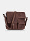 Men Vintage Faux Leather Multifunction Anti-theft Multi-pocket Crossbody Bag Shoulder Bag - Coffee