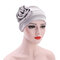 Women's Hats Side Large Flower Turban Beanies Cap Casual Warm Head Wrap Chemo Hats For Women - Grey