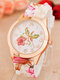 6 colores Silicona Acero inoxidable Mujer vendimia Watch Puntero decorado Calico Print Cuarzo Watch - #02