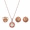 Jewelry Set Alloy Rhinestone Hollow Flower Necklace Earrings Set - Pink
