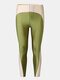 Men Reflective Sports Underpants Nylon Slim Patchwork Color Block Workout Running Pants - Army Green