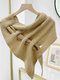 Women Knitted Solid Color Dual-use Triangle Scarf Shawl - Khaki
