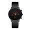 Business Sport Men Watches Full Alloy Case Mesh Band Chronograph Calendar Quartz Watch - Black + Red