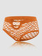 Women Plain Fishnet Stretch See Through Breathable Sexy Panties - Orange
